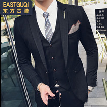 2017 autumn mens small suit casual Korean version of three-piece slim youth suit male handsome business leisure tide