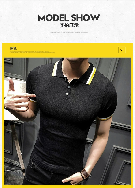 Áo thun nam mùa hè 2018 mới Áo thun dệt kim mỏng Hàn Quốc Áo sơ mi POLO nam ngắn tay áo thun nam có cổ lacoste