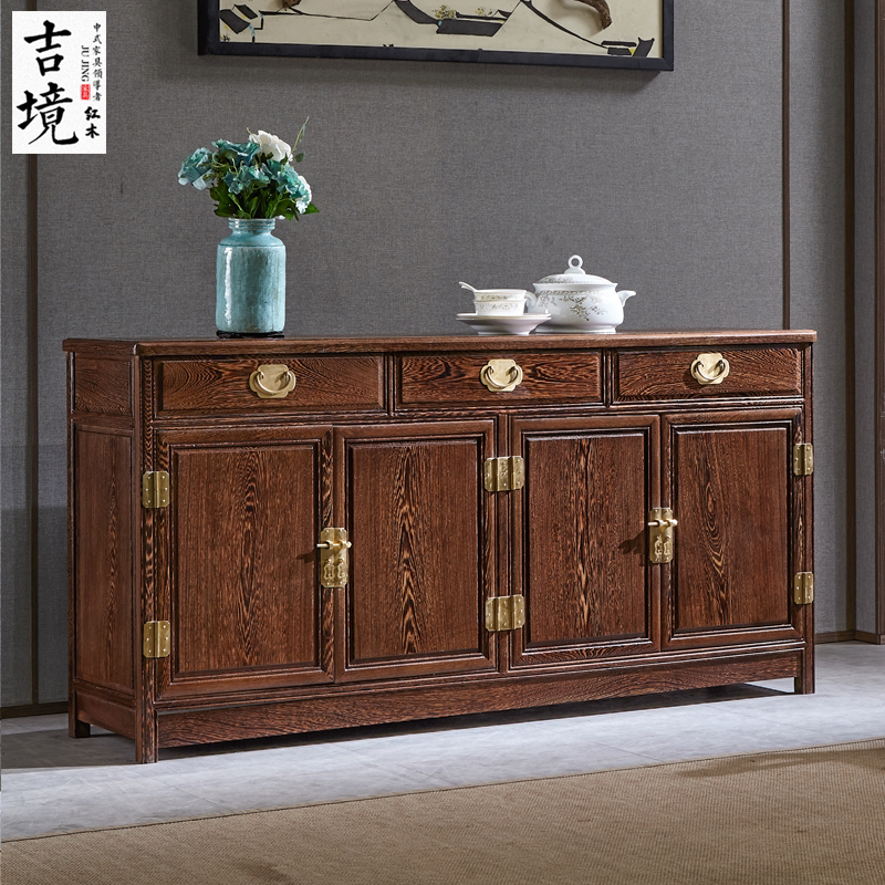 Mahogany furniture African chicken wing wood dining cabinet small cabinet small tea cabinet multi-functional solid wood storage cabinet cupboard