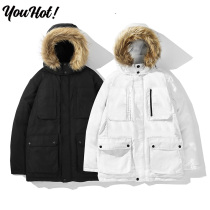 pure ピ ュ ア Japan imported fabrics long pike cotton male clothing thickened large fur collar coat dong kuan