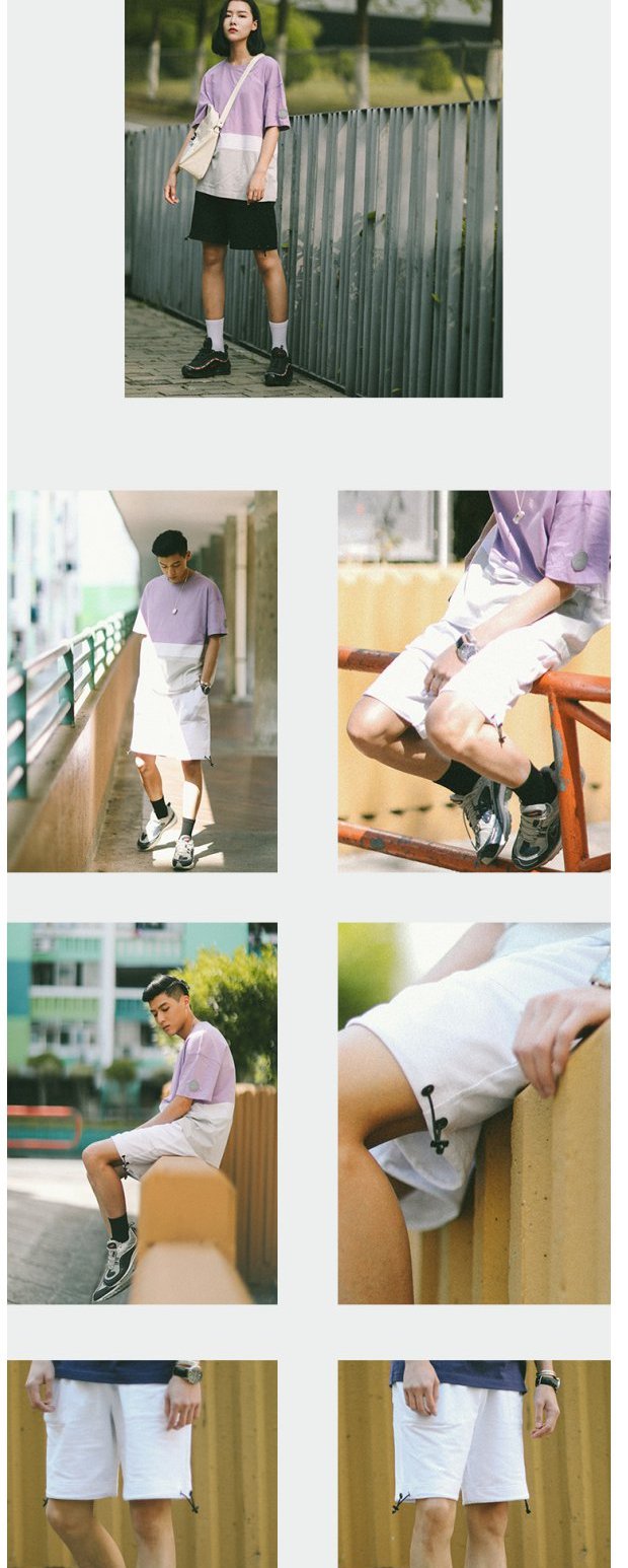 PSO Thương hiệu 18SS SWEATSHORTS Quần short dây rút đơn giản màu đơn quần âu nam