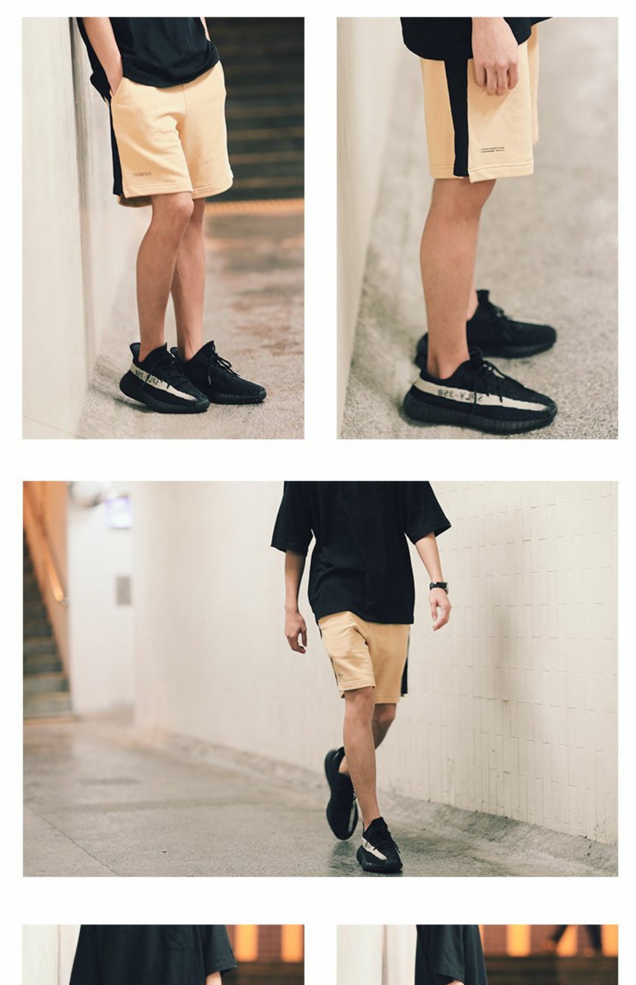 PSO Thương hiệu 17SS thủy triều ban đầu thương hiệu cotton mùa hè màu tương phản khâu in đan quần thể thao trường quần short nam thời trang nam