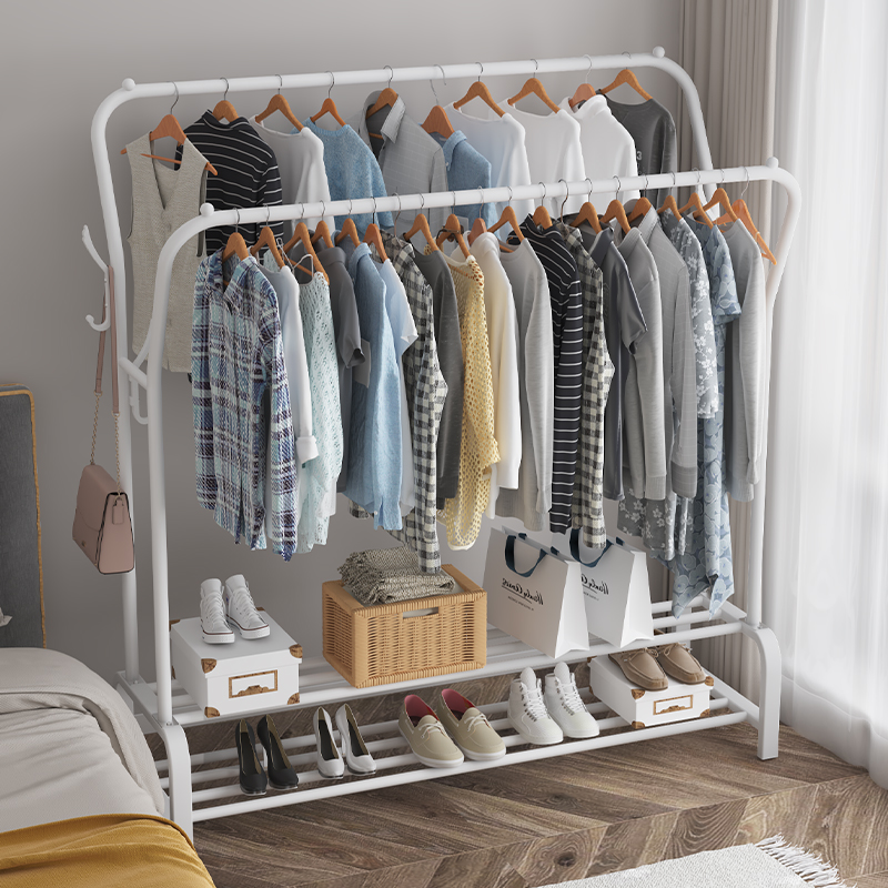 Coat rack floor hanging hanger cabinet simple double-pole hanger bedroom home clothes bag simple modern