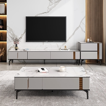 Light luxury slate coffee table TV cabinet combination simple modern high-end 2022 new high-end artistic cream style