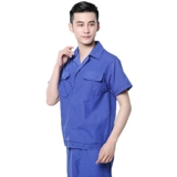 Лето Тонкие длинные и короткие рукава для мужчин и женщин мыть хлопковые темно-синяя рабочая одежда.