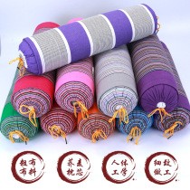 Wood shuttle buckwheat shell cervical spine pillow Cylindrical old rough cloth candy pillow Adult neck pillow Cervical spondylosis correction and repair pillow