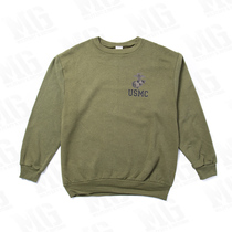 USMC Marine captain sleeve top Pullover round neck sportswear warm round neck (Army green)