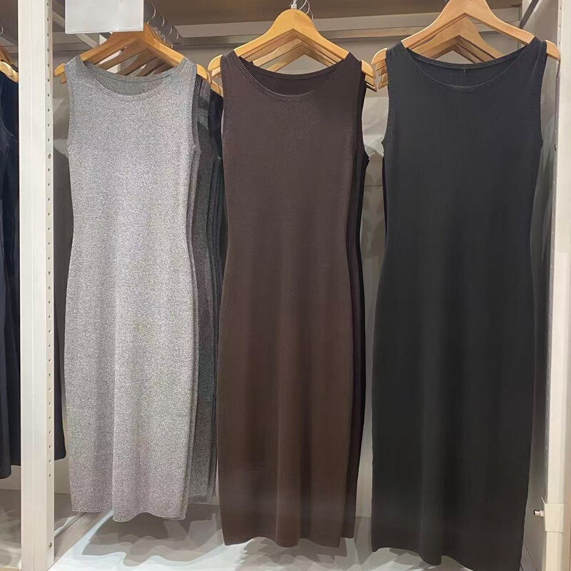 Women's Summer Ribbed Knit Dress/Sleeveless Dress Slim Fit Mid-Length Cool Dress E488722