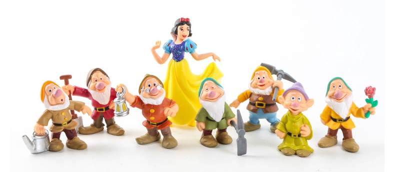 White Snow Princess And Seven Dwarfs Creative Cartoon Cake Pendulum Tabletop Model Mini Home Decoration Toys