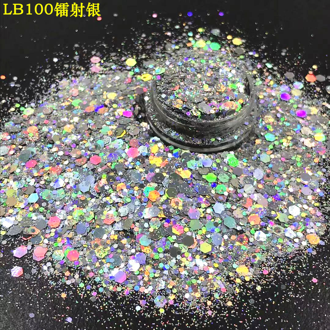 Mixed laser glitter powder glitter glitter gold powder colorful manicure drop glue crystal mud glitter powder 200g