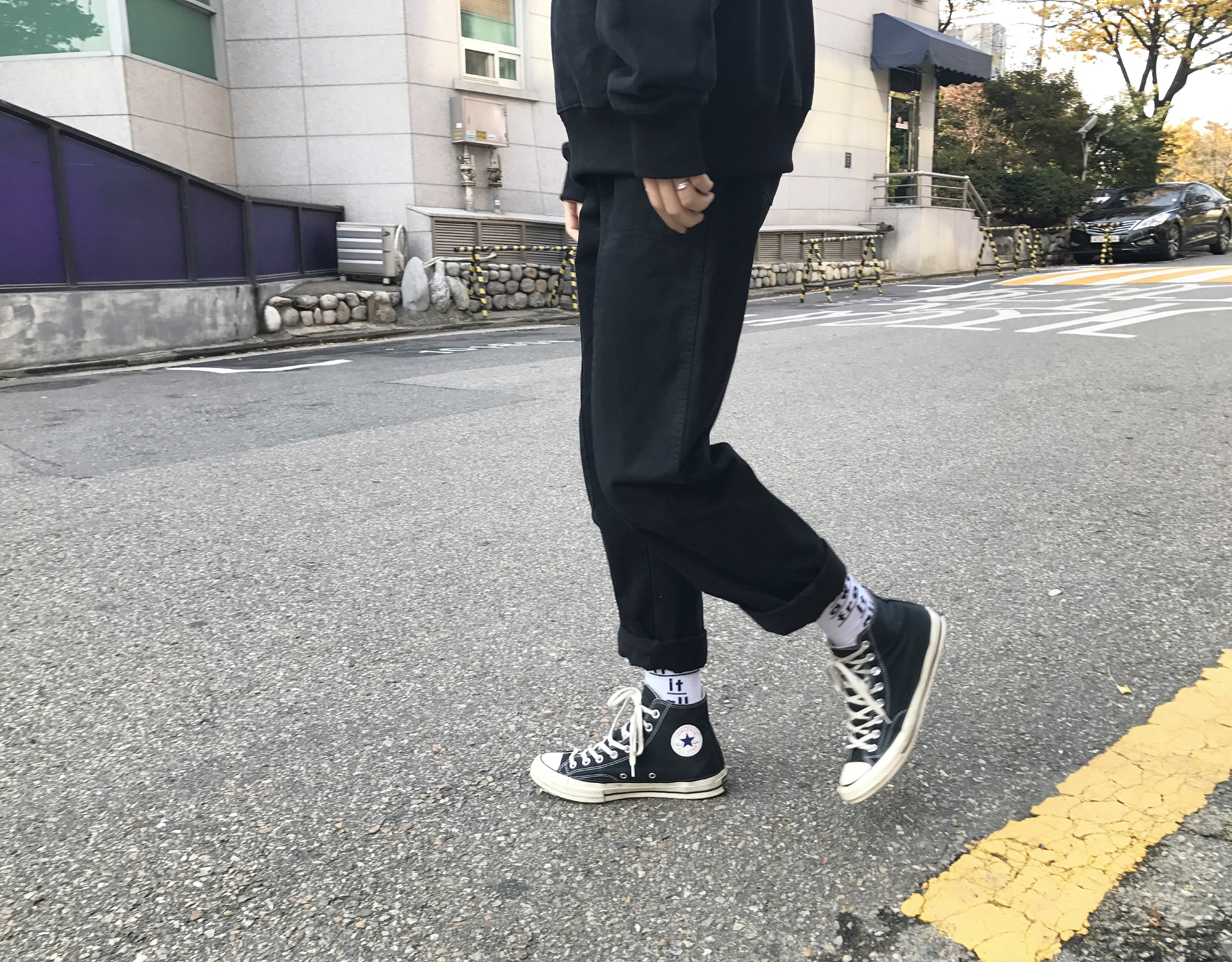 Ông fang inch 18 mùa xuân người đàn ông mới của quần Nhật Bản lỏng overalls rắn màu khâu quần âu người đàn ông thẳng quần áo nam hàng hiệu