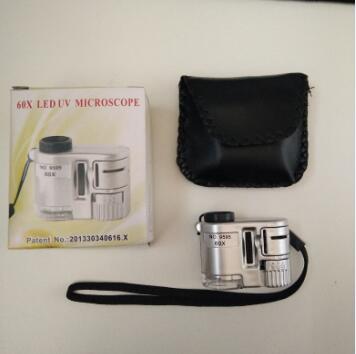 60X Multifunction 60 Times Microscope Portable Mini magnifier with lamp Banknote lighting geological magnifying glass 9595
