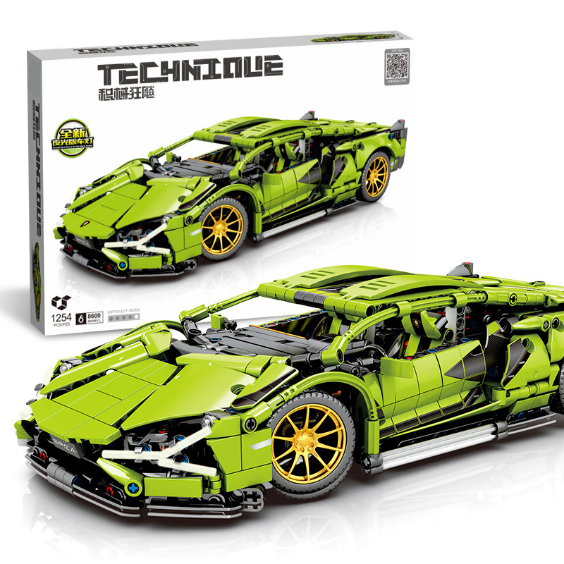 Senbao Building Block Sports Car, Luxury Car, Supercar, Pull-Back Car, Assembly Space Long March 1 Rocket Series