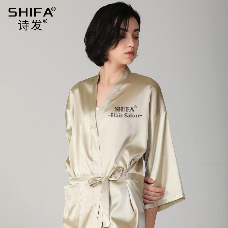 Silk salon customer service dyeing clothes barber robe high-end net red tide work clothes apron hair salon exclusive