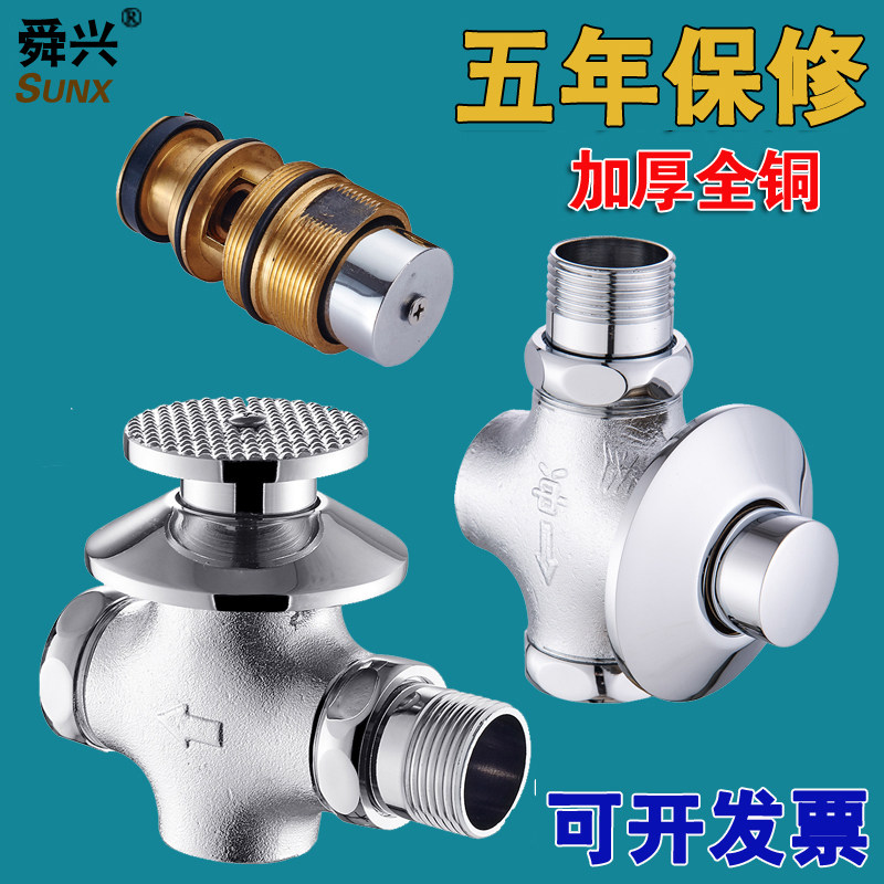 All copper foot stool concealed flush valve spool toilet hand press delay valve Squat toilet flush valve accessories