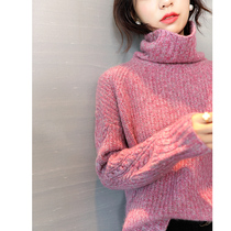 French lazy sweater women loose wear pullover 2021 New thick wool cashmere high collar sweater