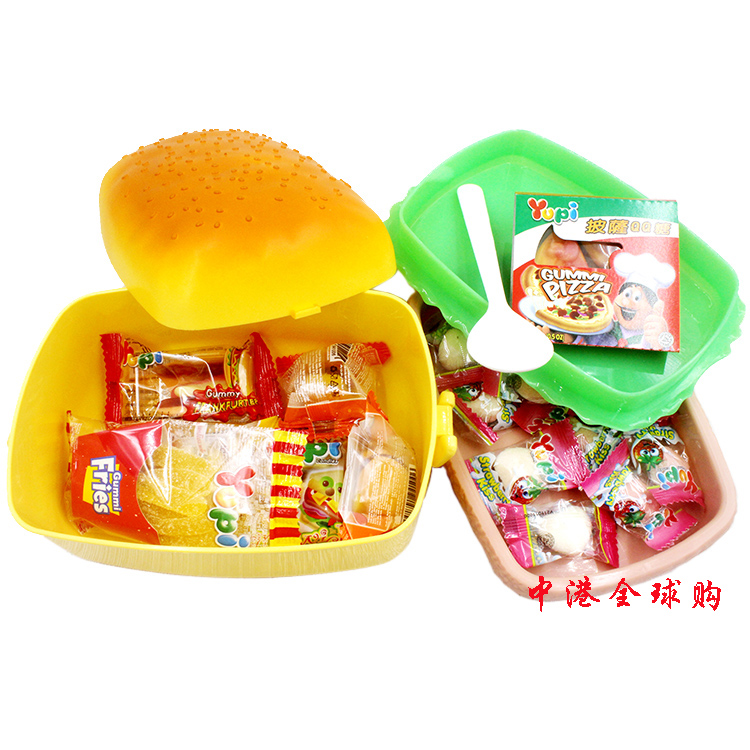 Hamburg Gummy Candy Nhập khẩu Kẹo Trẻ em Quà tặng Đồ chơi Hộp cơm trưa Yupi Yupi Tàu ngầm Hamburger Fudge - Hộp cơm điện sưởi ấm bình đựng cơm giữ nhiệt