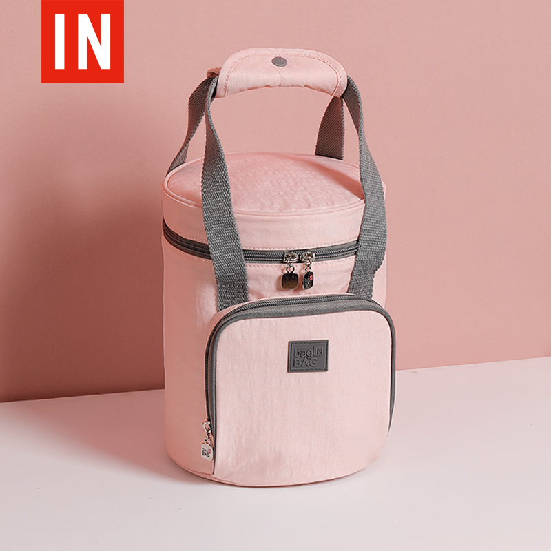 Round lunch box tote bag insulated bag bento packed round bucket office worker students thick aluminum foil with rice bag bag