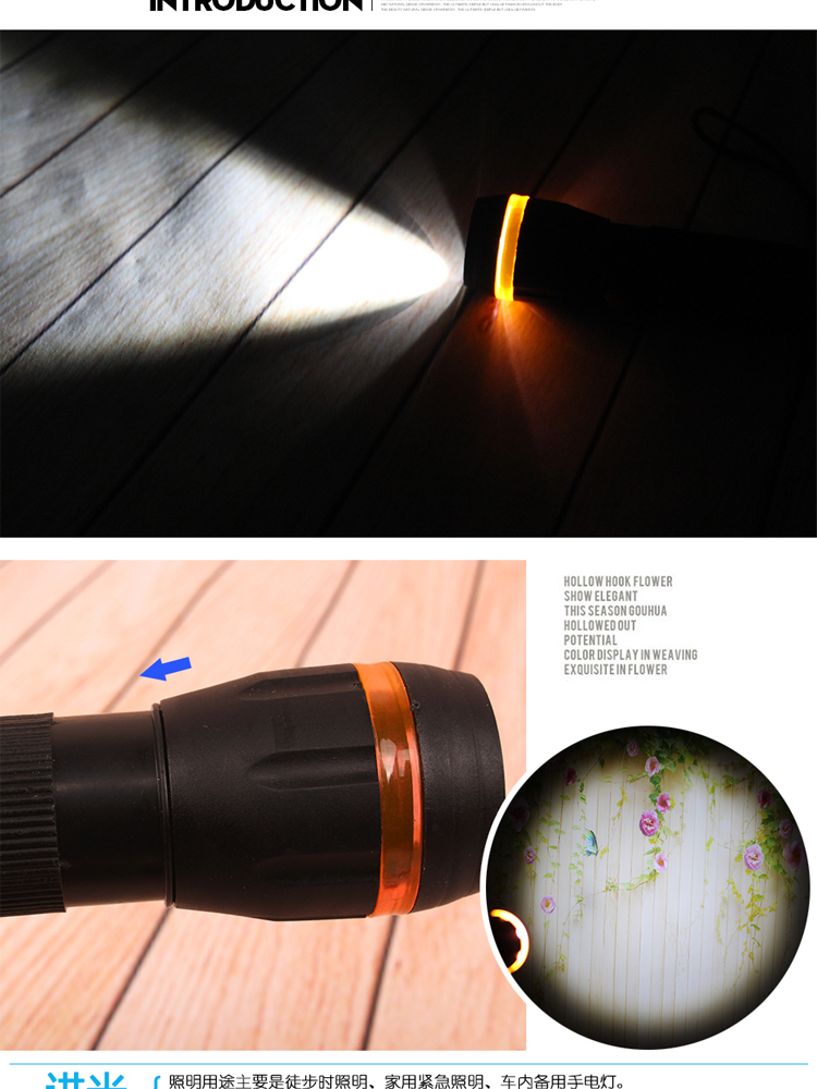 LED hộ gia đình đèn pin chói cắm trại ngoài trời ánh sáng di động pocket mini đèn pin den pin sieu sang chieu xa 1000m