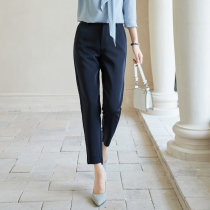 FENPERATE 2021 early autumn straight tube temperament elegant commuter Joker high waist slim navy blue womens clothing