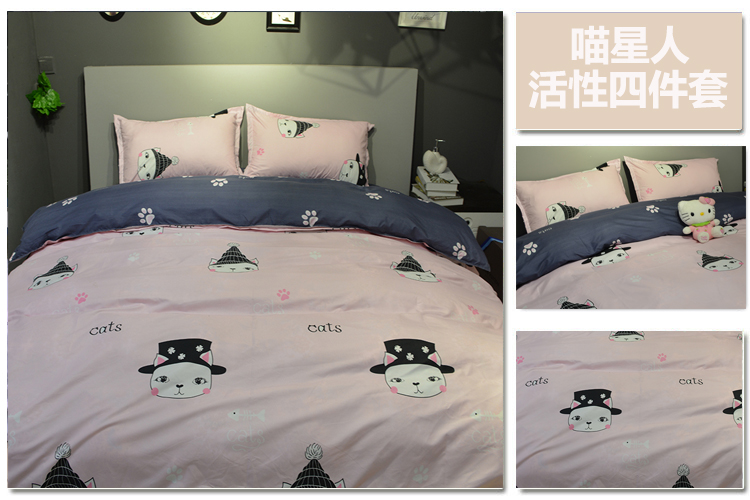 New Chibi Maruko phim hoạt hình gia đình bốn 1.8m khăn trải giường quilt 1,5 1,2 đơn ký túc xá ba mảnh phù hợp - Bộ đồ giường bốn mảnh bộ chăn ga gối đệm cute
