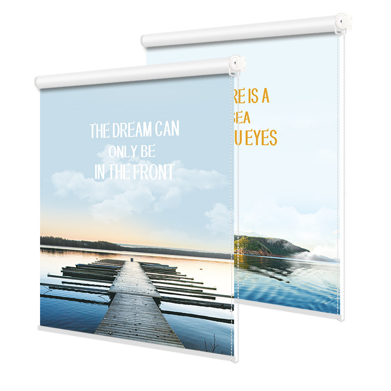 Free-to-punch mounted roller shutter shading shading office Kitchen Makeup room Scenery Waterproof Roll Pull-up Curtain