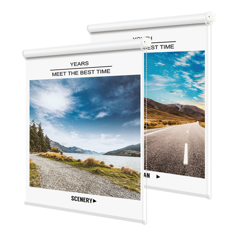 Free-to-punch installation of curtains shading shading and heat insulation sunscreen bedroom floating windows Easy rental room Dormitory Scenic roller blinds