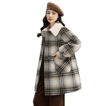 (Duck and Duck Selection) Down Jacket Womens 2024 New Arrival Mid-Length Versatile Color Block Knitted Lapel Jacket