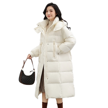 (Duck Selection) Down Jacket Womens Winter New Product Long Thickened Warm Removable Hood Warm Jacket