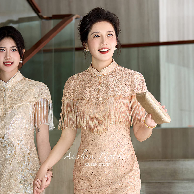 Aishini [Nanyin] Mother's Wedding Banquet Dress, New High-End Elegant Dress for the Mother-In-Law's Wedding, Young Dress