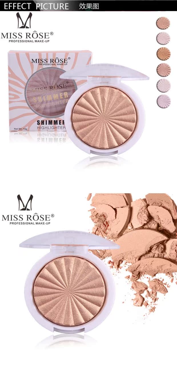 MISS ROSE bột nở có độ bóng cao men trắng che khuyết điểm phấn má sửa chữa phấn trang điểm trang điểm giúp làm sáng tông màu da phấn mac