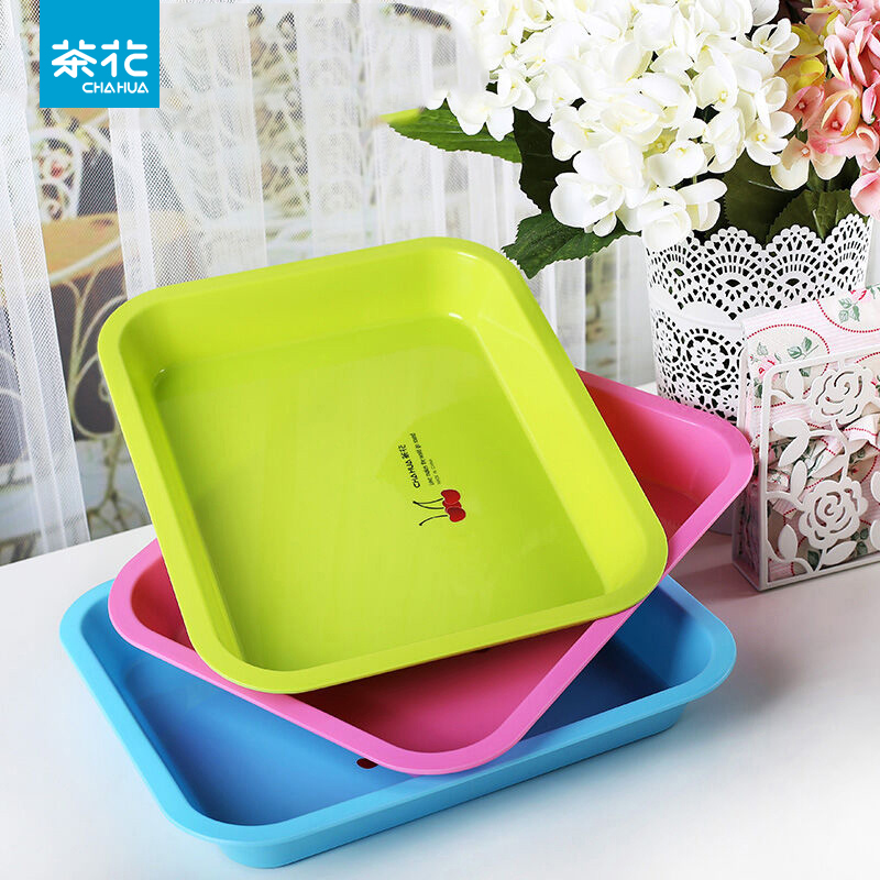 Camellia tray rectangular household simple small plate European-style tableware water cup fruit tea cup plate plastic tea tray