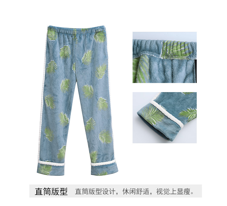 Roger ấm áp đôi flannel đồ ngủ nam và nữ mùa thu và mùa đông san hô lông cừu dịch vụ nhà dài tay 18061HH đồ siêu nhân