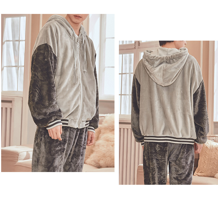 Roger thời trang nam nữ mùa thu đông đồ ngủ flannel thoải mái dày ấm đôi dịch vụ nhà 18040HH bộ pyjama trẻ em