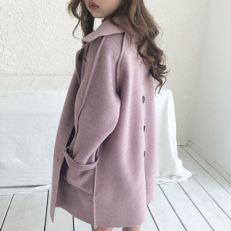 Girl's double face Son Coat Jacket Autumn Winter 2021 New Children's Mid Korean version of the Korean version of the women's winter clothing