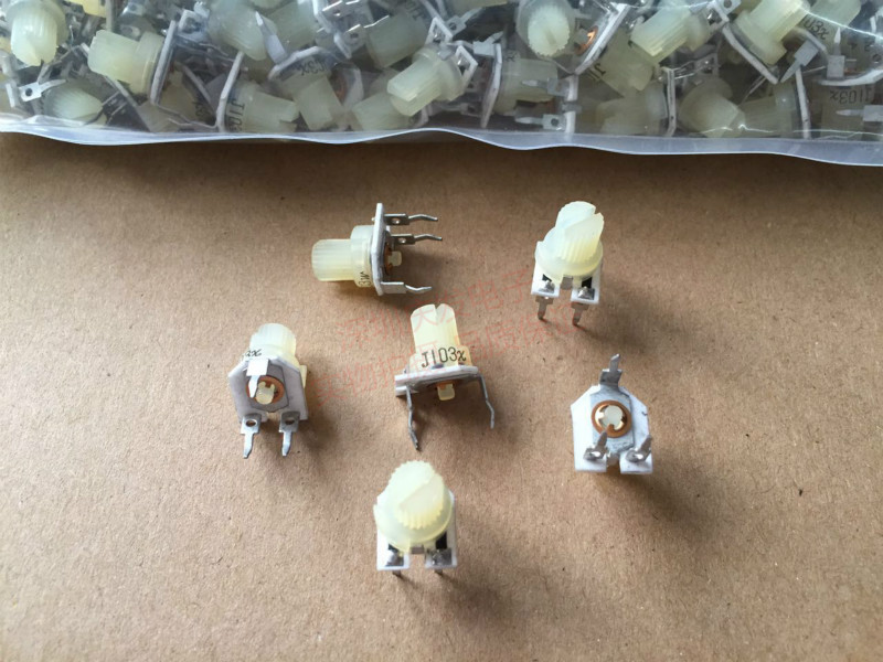 Japanese Imperial NOBLE adjustable resistance fine tuning potentiometers 085 horizontal 10K 103 glass glaze