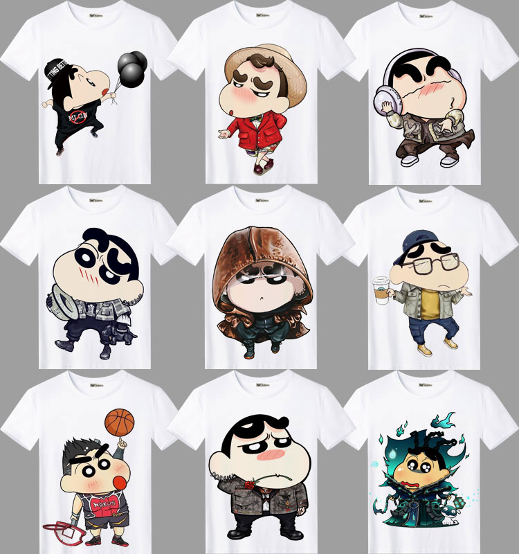 Crayon Shinchan Mùa Hè Spoof Phim Hoạt Hình Anime Ngắn Tay Áo T-Shirt Nam Giới và Phụ Nữ Trẻ Em của Mặc Quần Áo Sinh Viên Mùa Hè sticker trà sữa cute