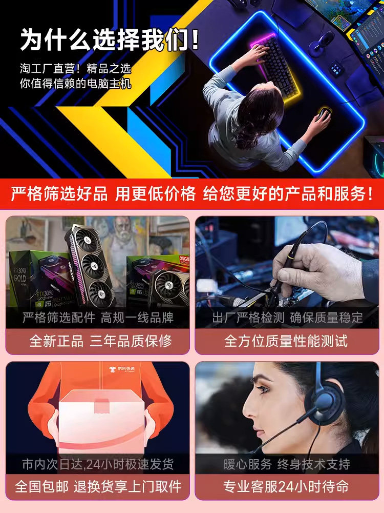 High-End Core I7/I5 Desktop Computer Host for Business, Office, Home Use, Water-Cooled Gaming, DIY Assembly Complete Set