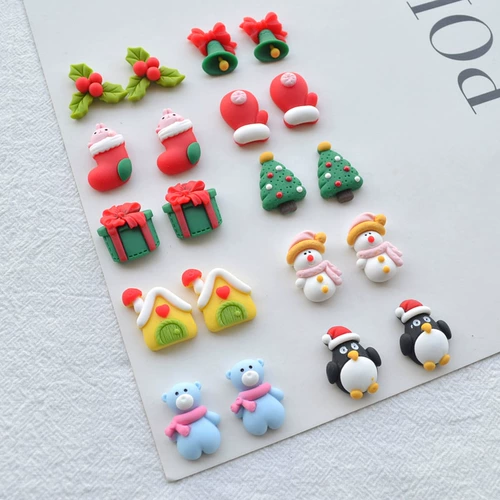 Рождественские аксессуары ручной работы, ручка, заколка для волос, брошь, ожерелье и серьги, кремовый чехол для телефона, «сделай сам»