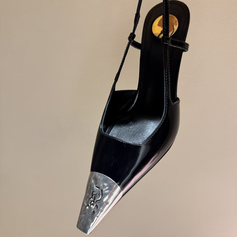 Balejangxumo 2025 New Fashionable High Metal-Toe Heels Stiletto Sandals Genuine Leather Women's Sandals Balejangxumo 2025 New Fashionable High Metal-Toe Heels Stiletto Sandals Genuine Leather Women's Sandals