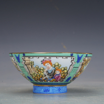 Qing Qianlong porcelain enamel Western character bowl antique porcelain antique antique secondhand old goods collection ornaments