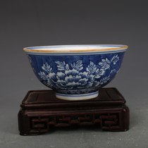 Old factory goods Jingdezhen Jianguo Porcelain Factory blue and white flower bowl antique antiques old goods old goods collection ornaments