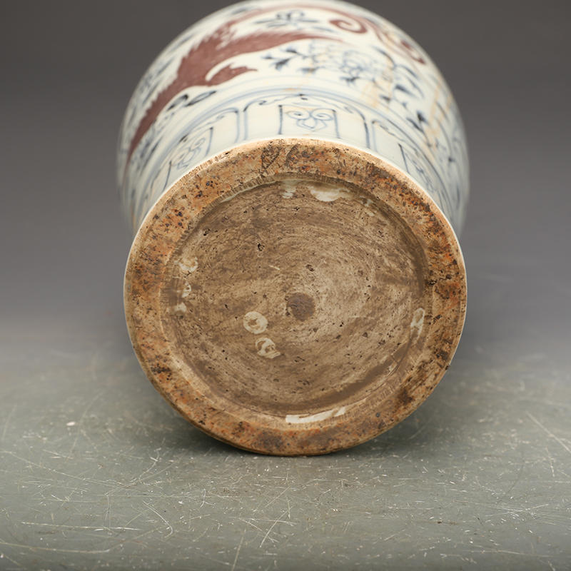 中国古美術 明洪武 青花釉裏紅麒麟紋梅瓶 青花磁 壺 唐物 時代物 古陶磁 古玩 中国古美術 明洪武 青花釉裏紅麒麟紋梅瓶 青花磁 壺 唐物 時代物