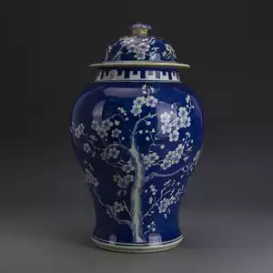 清・乾隆年製款・古陶瓷品・青花・纏枝蓮花紋・將軍罐』極細