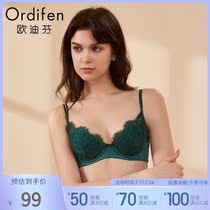 Oudifen womens underwear eyelash lace sexy bra comfortable thin breathable upper bracket bra XB8362