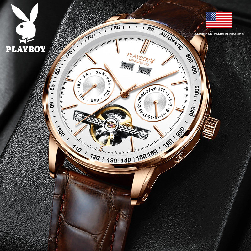 Flower Playboy watches men's fully automatic mechanical watches 2021 new hollowed-out flywheels official flagship nameplate