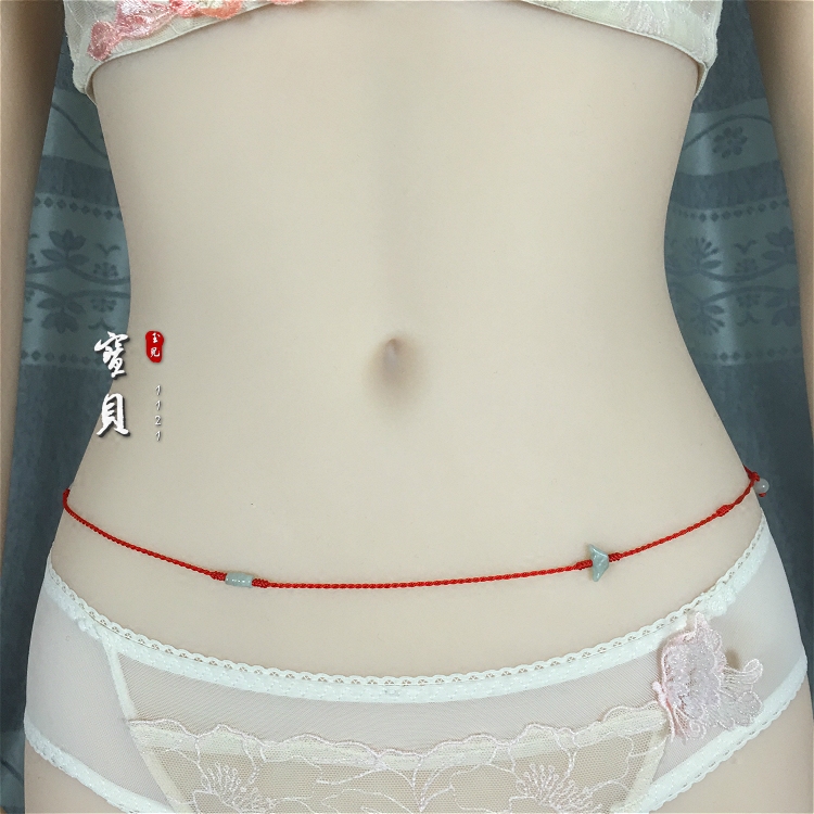 Hand Woven This Life Year Red Rope Waist Chain Natural Emerald Safety Red Belt Walking High Up Men And Women