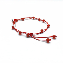 Hipster natural red agate pure handmade red rope black rope anklet female variety