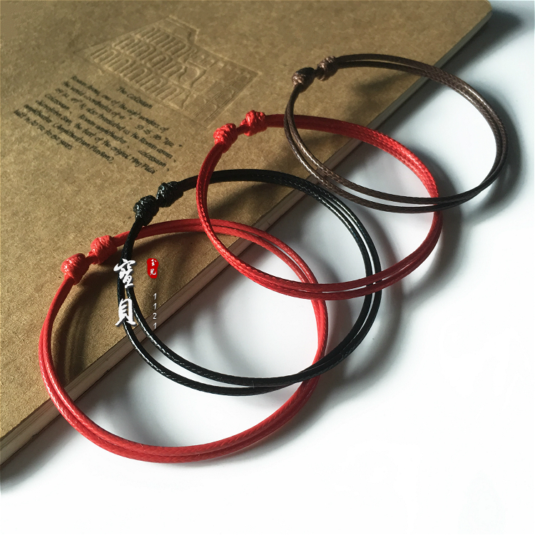 Hand woven black wax rope lovers transfer beads Non-DIY red rope Handmade minimalist base The ropes regulate the men and women