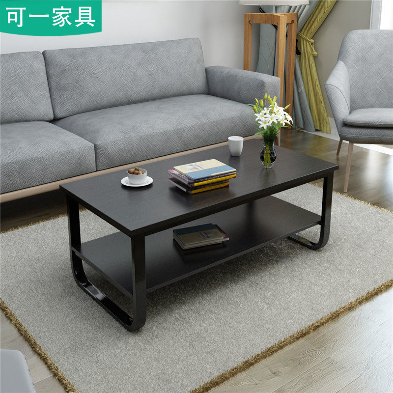 Coffee table simple modern living room wrought iron tea table wooden low table square office coffee table small apartment simple corner a few